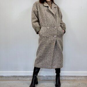 SOLD  Vintage 1980s Braefair Wool Tweed/Leather Winter Coat